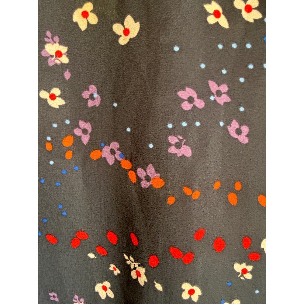 Cabi Womens Floral Flutter Sleeve Shift Dress Black Multi Color Ruffle Hem M - Picture 5 of 10